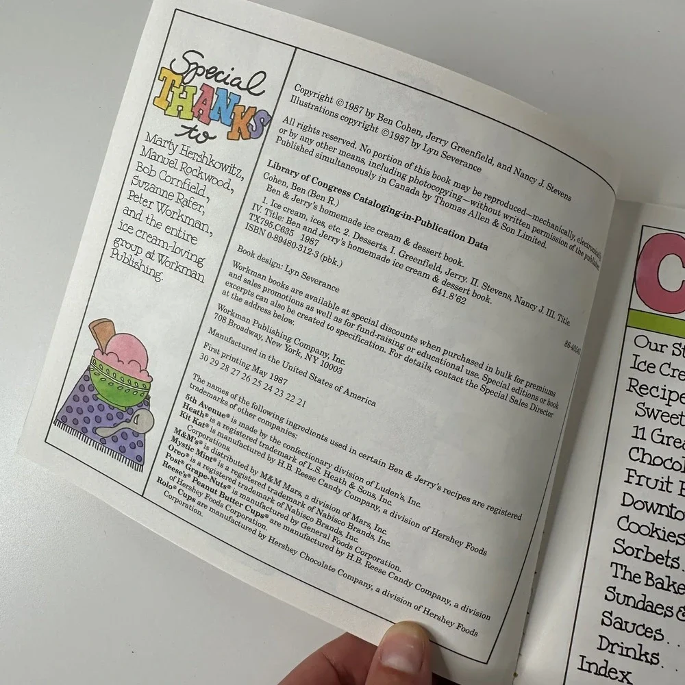 Ben & Jerrys Homemade Ice Cream Dessert Book Paperback Recipes Retro 80s